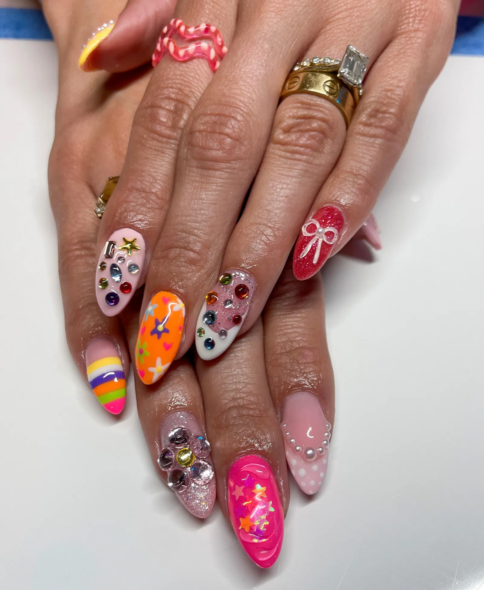 Colourful 3D nail art
